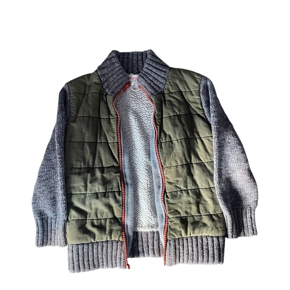Cat & Jack Green and Gray Knit Jacket with orange full zip size 3T - Picture 2 of 5